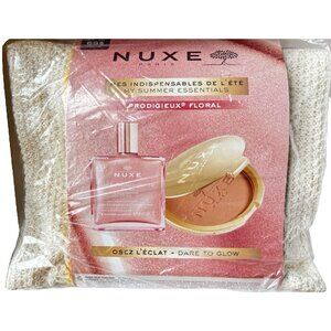 Nuxe Prodigieux Floral Shimmer Oil & Bronzing Powder Travel Bag Set Toiletry NEW